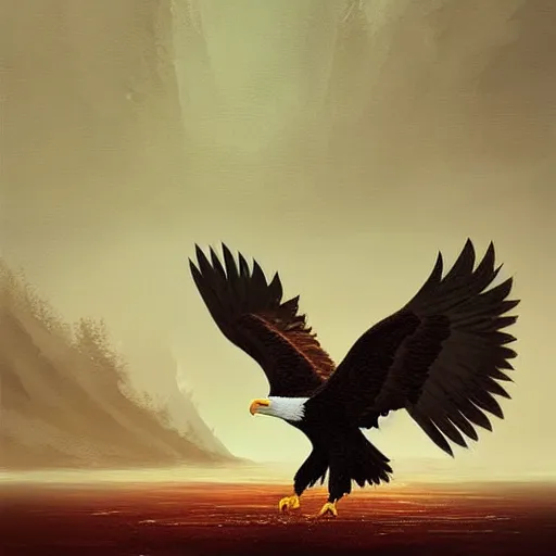 Image similar to a bald eagle, by anato finnstark, by alena aenami, by john harris, by ross tran, by wlop, by andreas rocha