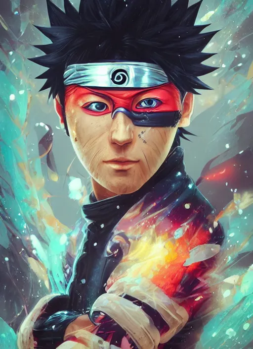 Image similar to beautiful portrait of Kakashi Hatake Naruto, by Tristan Eaton, Stanley Artgermm, Tom Bagshaw, Greg Rutkowski, Carne Griffiths. trending on DeviantArt, face enhance, hyper detailed, trending on Artstation, 8k, masterpiece, graffiti paint, fine detail, full of color, intricate detail, golden ratio illustration