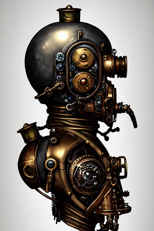 Image similar to steampunk helmet fantasy art mask robot ninja stylized digital illustration sharp focus, elegant intricate digital painting artstation concept art global illumination ray tracing advanced technology chaykin howard and campionpascale and cooke darwyn and davis jack