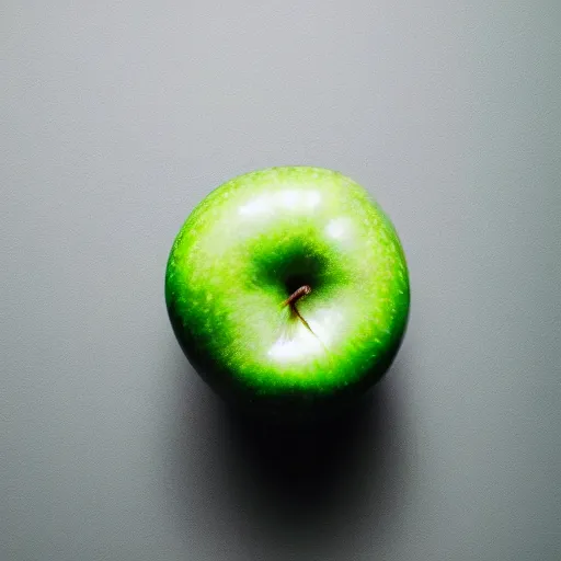 Prompt: A Green apple, center of image, white background, studio lighting, Canon 5D, 30mm