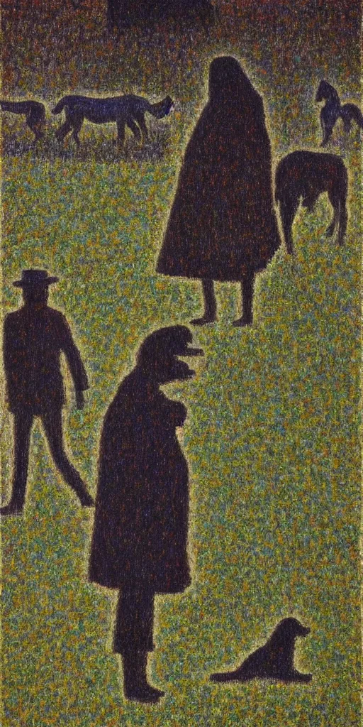 Prompt: a film still of ghost dog by jim jarmusch 1 9 9 9 movie, painted by georges seurat, impressionism, pointillism, detailed