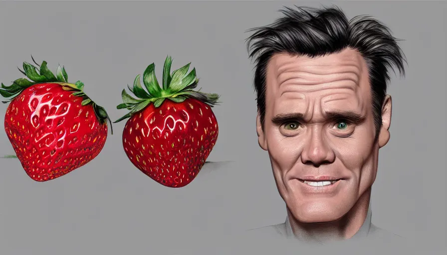 Prompt: Jim Carrey is a strawberry, hyperdetailed, artstation, cgsociety, 8k