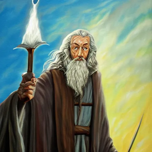 Image similar to gandalf as deity, painting