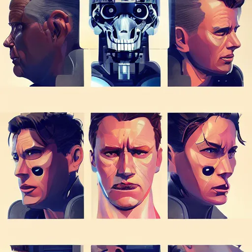 Image similar to face icon stylized minimalist terminator genysis, loftis, cory behance hd by jesper ejsing, by rhads, makoto shinkai and lois van baarle, ilya kuvshinov, rossdraws global illumination