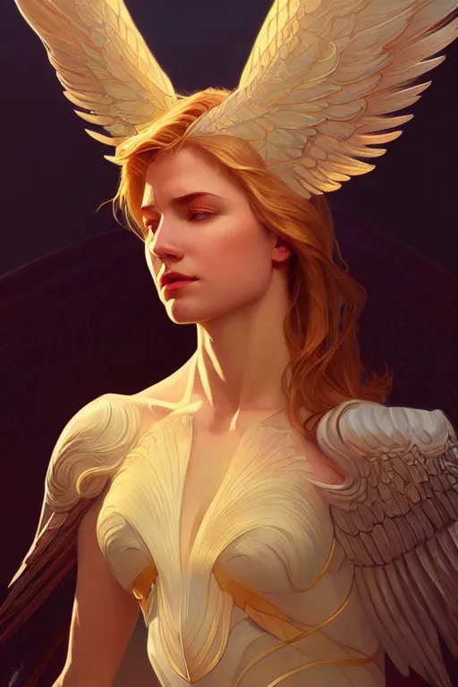 Prompt: a portrait of warren worthington, angel, fantasy, sharp focus, intricate, elegant, digital painting, artstation, matte, highly detailed, concept art, illustration, ambient lighting, art by ilya kuvshinov, artgerm, alphonse mucha, and greg rutkowski