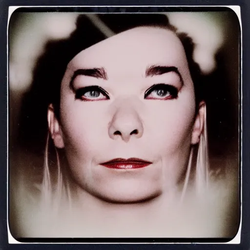 Prompt: intimate polaroid photo of bjork, vespertine