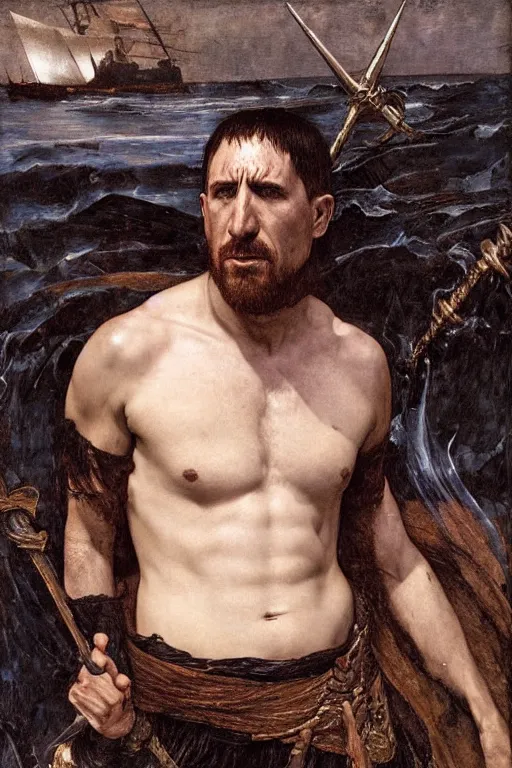 Image similar to trent reznor as a pirate king, god of the ocean by edgar maxence and caravaggio and michael whelan and delacroix