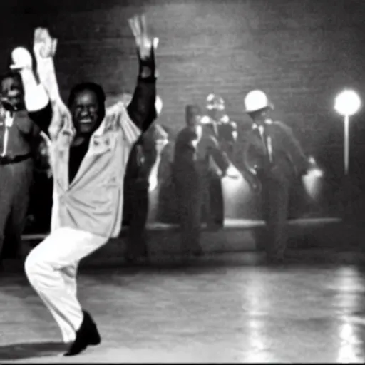 Prompt: A movie still of Idi Amin dancing in Satuday Night Fever