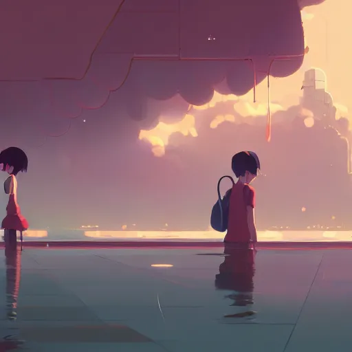 Image similar to water, water, everywhere, nor any drop to drink, detailed, cory loftis, james gilleard, atey ghailan, makoto shinkai, goro fujita, studio ghibli, rim light, exquisite lighting, clear focus, very coherent, plain background