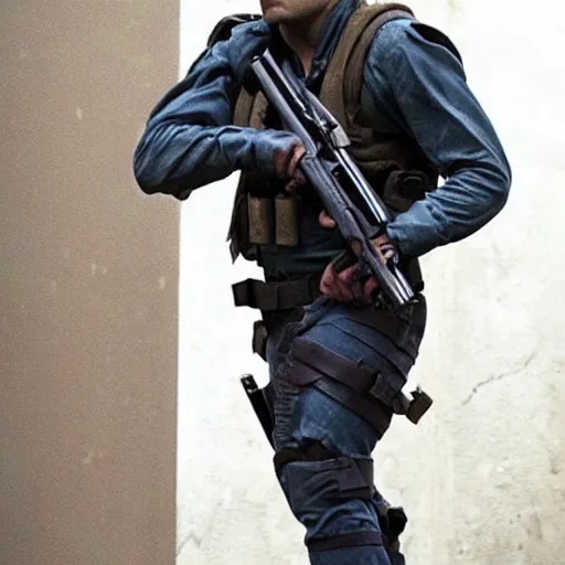 Prompt: Oscar isaac dressed as solid snake