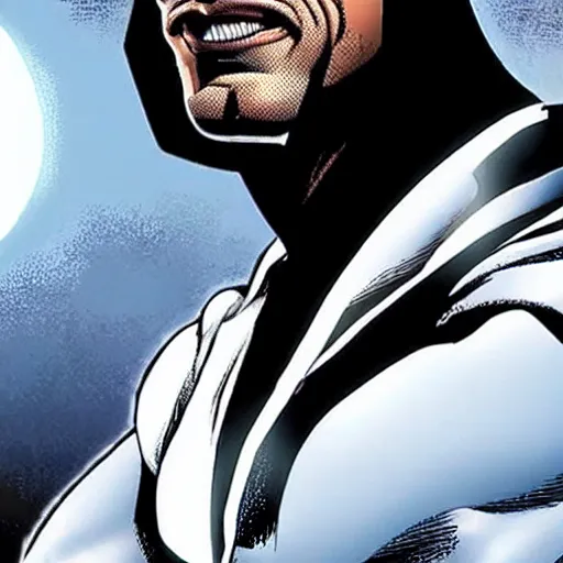 Prompt: Dwayne The Rock Johnson as moon knight