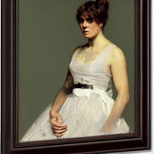 Image similar to portrait of a female boxer by alfred stevens