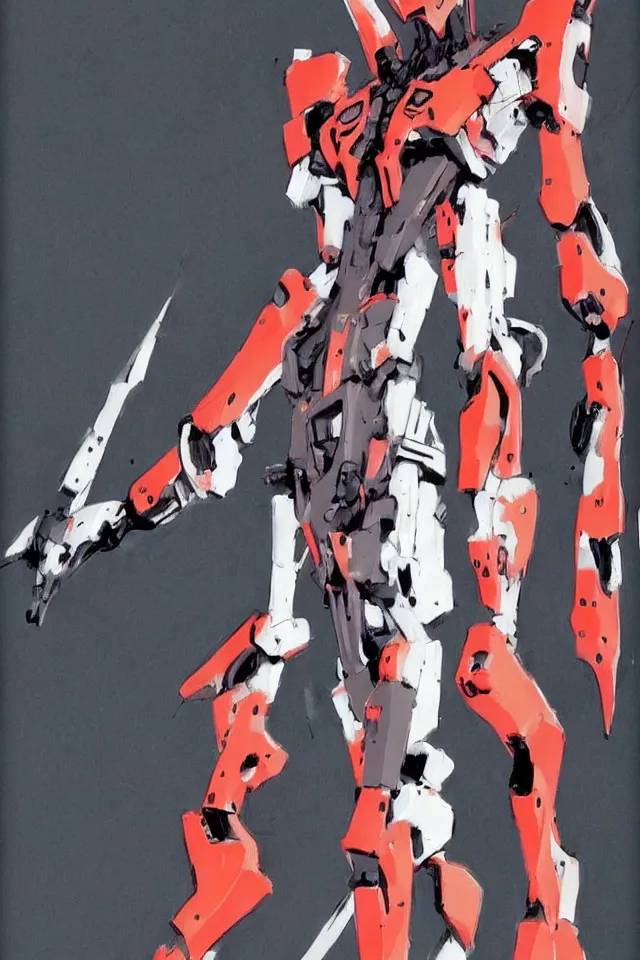 Image similar to Neon genesis Evangelion , Unit 01 by Ashley Wood, character design, concept art