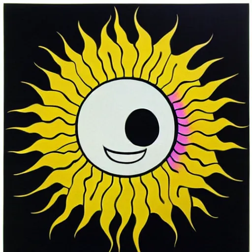 Image similar to sun shining through clouds, Takashi Murakami, Minimalist,