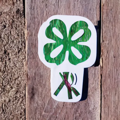 Prompt: die cut sticker of four leaf clover in the style of a no parking sign