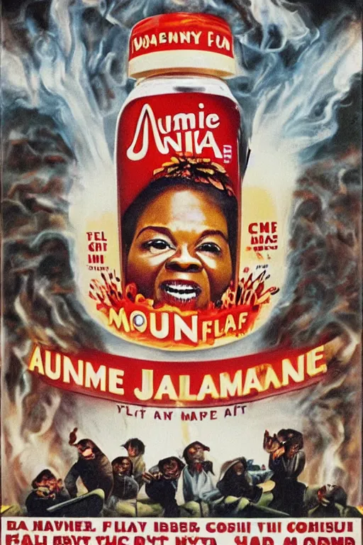 Image similar to aunt jemima covered in maple syrup horror movie cinematic