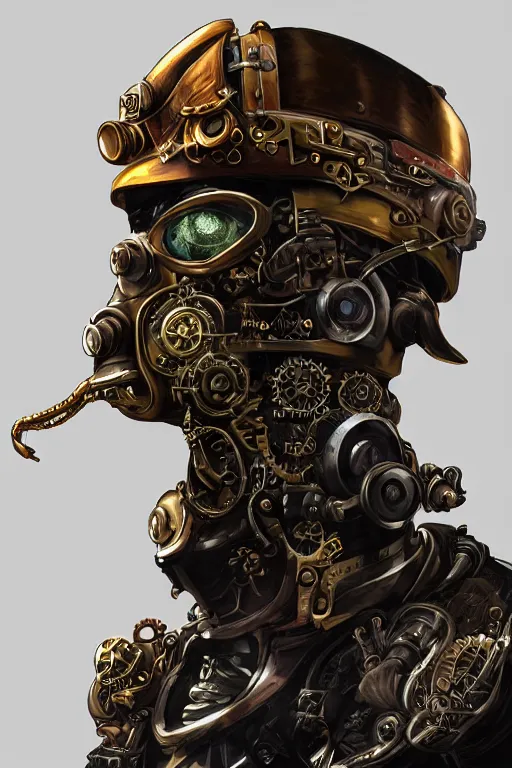 Image similar to steampunk helmet fantasy art mask robot ninja stylized digital illustration sharp focus, elegant intricate digital painting artstation concept art global illumination ray tracing advanced technology chaykin howard and campionpascale and cooke darwyn and davis jack