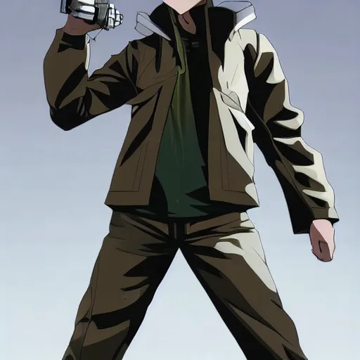 Image similar to spike spiegel wearing techwear, anime