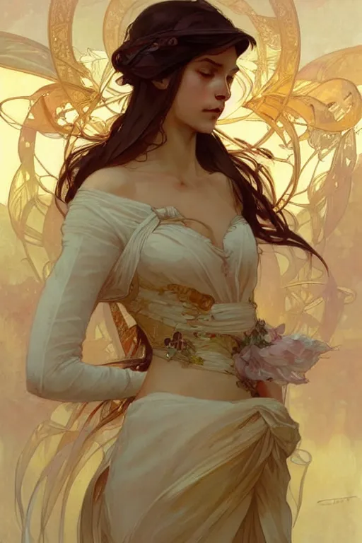 Prompt: i've met you thousands of times in thousands of stories, romantic, elegant intricate digital painting artstation concept art smooth sharp focus illustration, art by artgerm and greg rutkowski and alphonse mucha