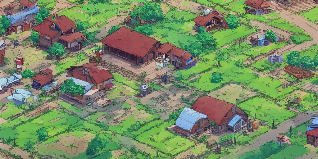 Image similar to anime style farm