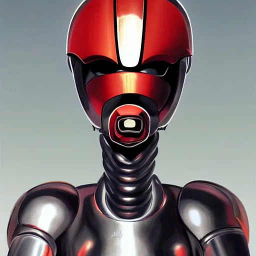 Image similar to self portrait of a humanoid ant with a helmet in the shape of pincers. Red and black body armor, digital art, realistic, ultradetailed, concept art in the style of Science Fiction. art by Syd Mead and Moebius, trending on artstation, devianart, cgsociety