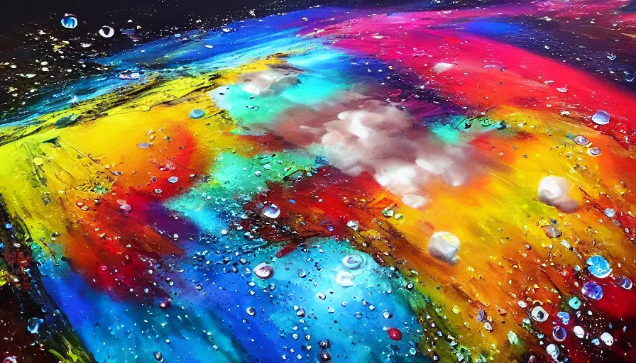 Prompt: sweet dreams, painting on canvas, watedrops, water droplets, acrylic painting, acrylic pouring, painting, influencer, artstation - h 8 0 0