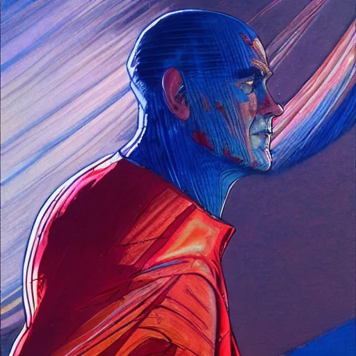 Image similar to photorealistic picture, by bob peak and jean giraud and moebius and alex ross and john romita jr, arthur fleck comic panel, gouache and wash paints, fine incrinate details proportionate, smooth focus, sharp details, bokeh, 4 k, fine 5 k details