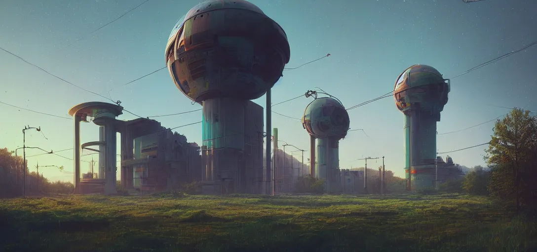 Image similar to futuristic abandoned solarpunk power station, sci - fi, digital art by beeple and simon stalenhag