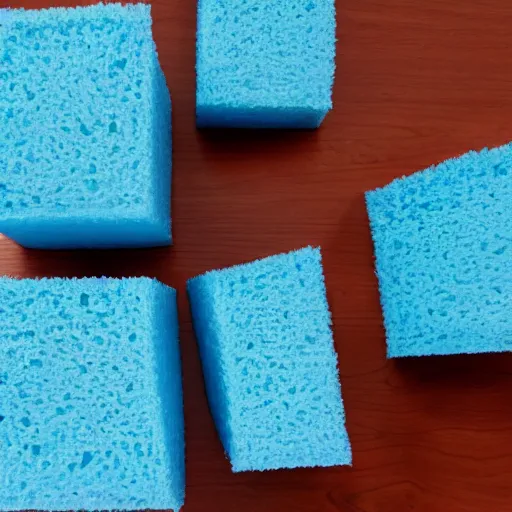 Prompt: light blue sponge, high quality photo