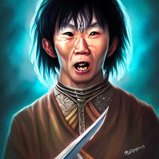 Image similar to crazy asian man as the caracter of lord of the ring by rossdraws, artgrem