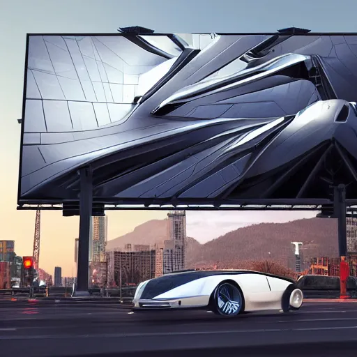 Image similar to sci-fi cars : wall near structure on : the coronation of napoleon painting : and digital billboard in the middle, in style of zaha hadid, suprematism composition, unreal engine 5, keyshot, octane, artstation trending, ultra high detail, ultra photo realistic, 8k, 16k, in plastic, dark, tilt shift,