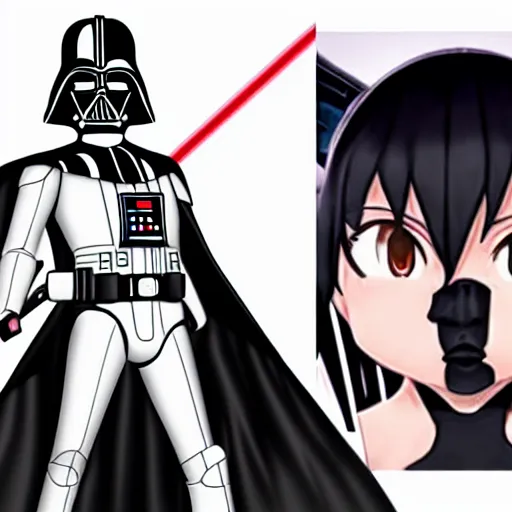 Prompt: Darth Vader as an anime girl