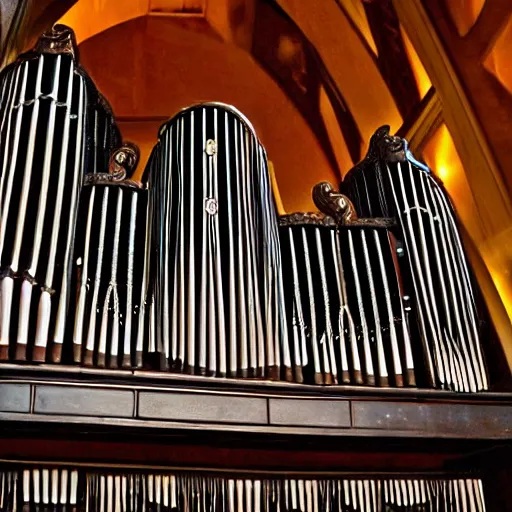 Prompt: pipe organ composed entirely of dark smoke