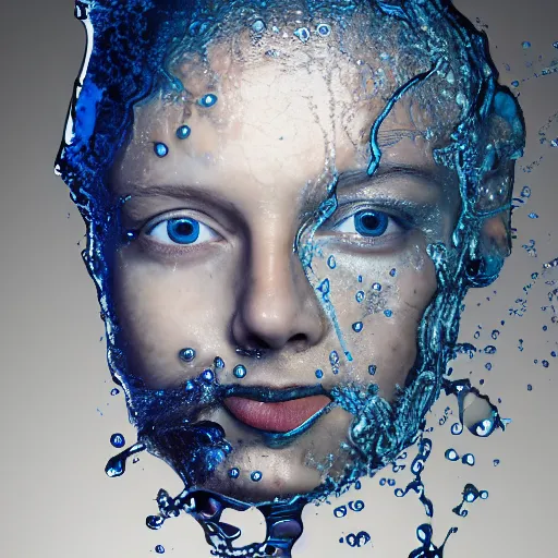 Image similar to water in the shape of a human head on the ocean, water manipulation photoshop, behance, ray tracing, cinematic, in the style of johnson tsang, long shot, hyper detailed, hyper realistic, 8 k resolution, sharp focus, realistic water, award winning