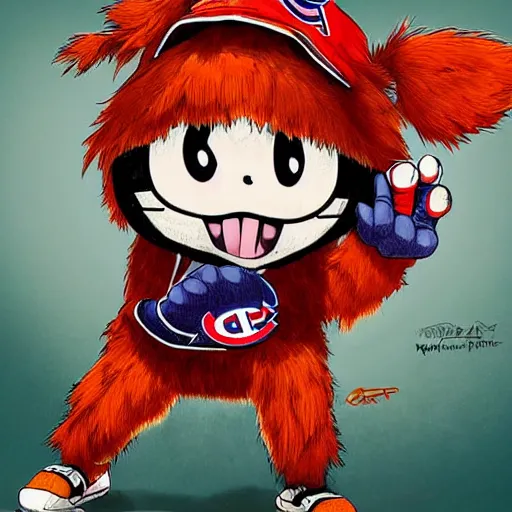 Image similar to anime Portrait of Youppi the Habs Montreal Canadiens Mascot as a very cute powerful and friendly pokemon, highly detailed anime, high evolution, 1990s, legendary, smooth, sharp focus, dynamic lighting, intricate, trending on ArtStation, illustration pokemon, art by WLOP