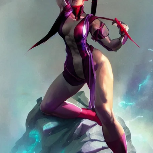 Prompt: psylocke as a street fighter character, cg animation, capcom, realistic, character select portrait, by artgerm, greg rutkowski, alphonse mucha, 3 d