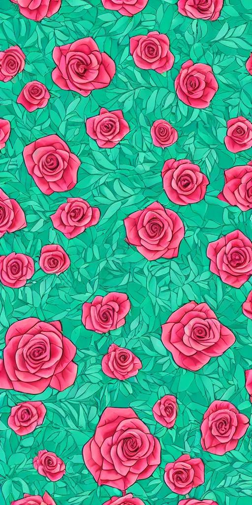 Image similar to seamless pattern of beautiful roses with leaves and throns, colourful, symmetrical, repeating 35mm photography