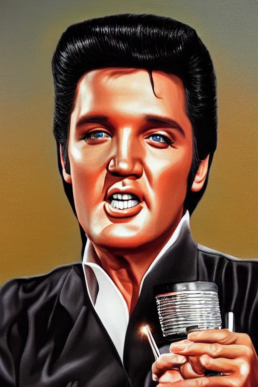 Prompt: film still of elvis presley on seinfeld, seinfeld, oil on canvas, intricate, portrait, 8 k highly professionally detailed, hdr, cgsociety