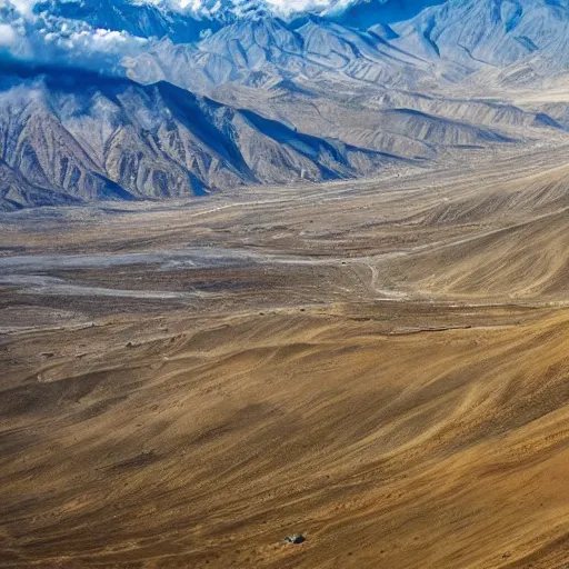 Image similar to bird's eye view of the Tibetan plateau, 4k,