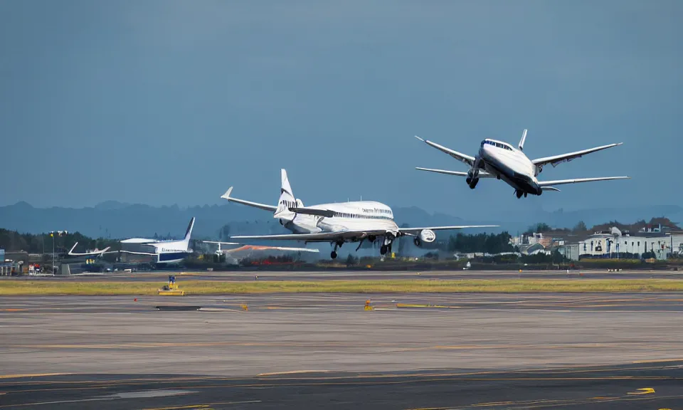 Image similar to photo of a plane landing at an airport