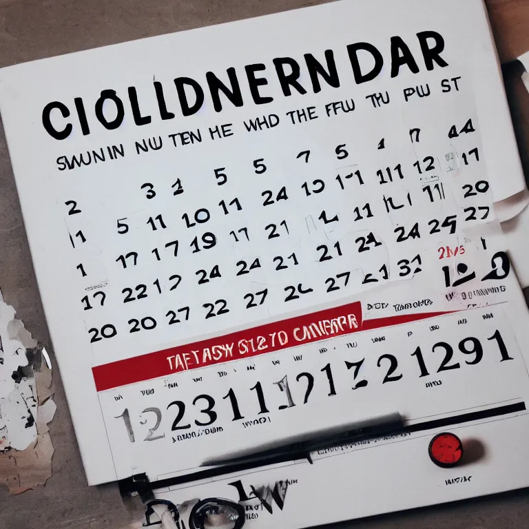 Prompt: calendar with the end of the world date clear view