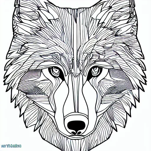 Image similar to wolf template base lineart, little detail, full-body view, simple, no color, coloring book style, high quality, HD, 8K