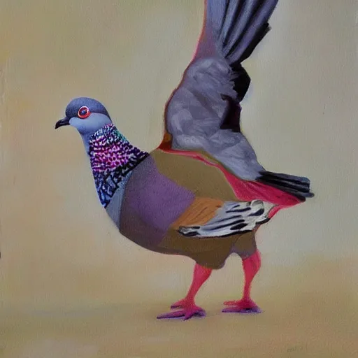 Prompt: pigeon with the body of a toaster, masterpiece painting