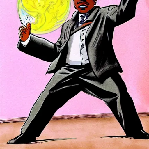 Image similar to Martin Luther King as JoJo from JoJo\'s Bizarre Adventure, anime drawing by Oda Eiichiro