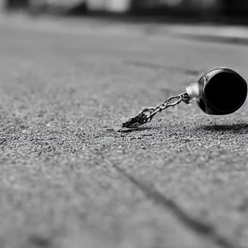 Image similar to hand grenade on the floor, black and white