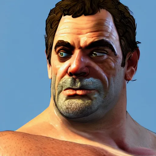 Prompt: close up portrait of drunken hercules in gta v