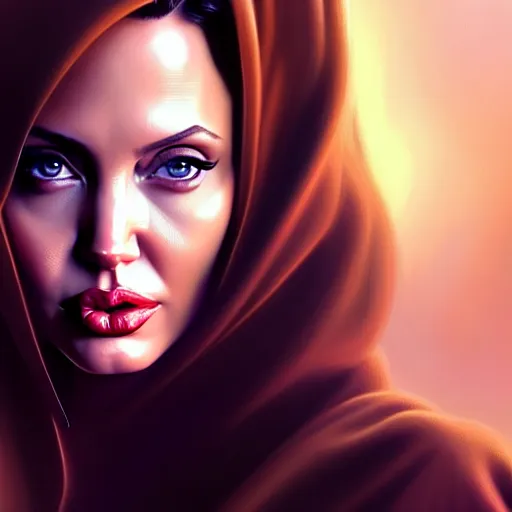 Image similar to beautiful digital painting of angelina jolie background with high detail, 8 k, teen, young, stunning detail, photo by artgerm, greg rutkowski and alphonse mucha, unreal engine 5, 4 k uhd