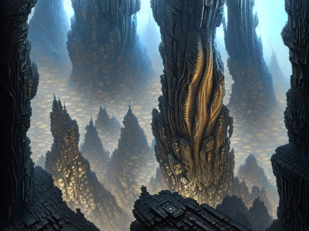 Image similar to ultra detailed, futuristic cityscape carved into mountain wall, fractal mandelbulb, cyberpunk, fantasy, intricate details, elegant, super highly detailed, professional digital painting, artstation, concept art, smooth, sharp focus, extreme illustration, Unreal Engine 5, Photorealism, 8k, cinematic, art by artgerm and greg rutkowski and alphonse mucha and loish and WLOP