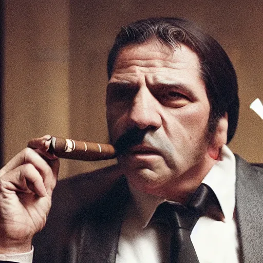 Prompt: saul goodmen as a mafia boss with cigar in mout, 8k, realistic,