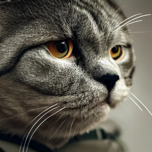 Prompt: portrait photo of a soldier scottish fold, highly detailed, high resolution, cosplay photo, stunning, bokeh soft, by professional photographer, military clothing, shot with a canon